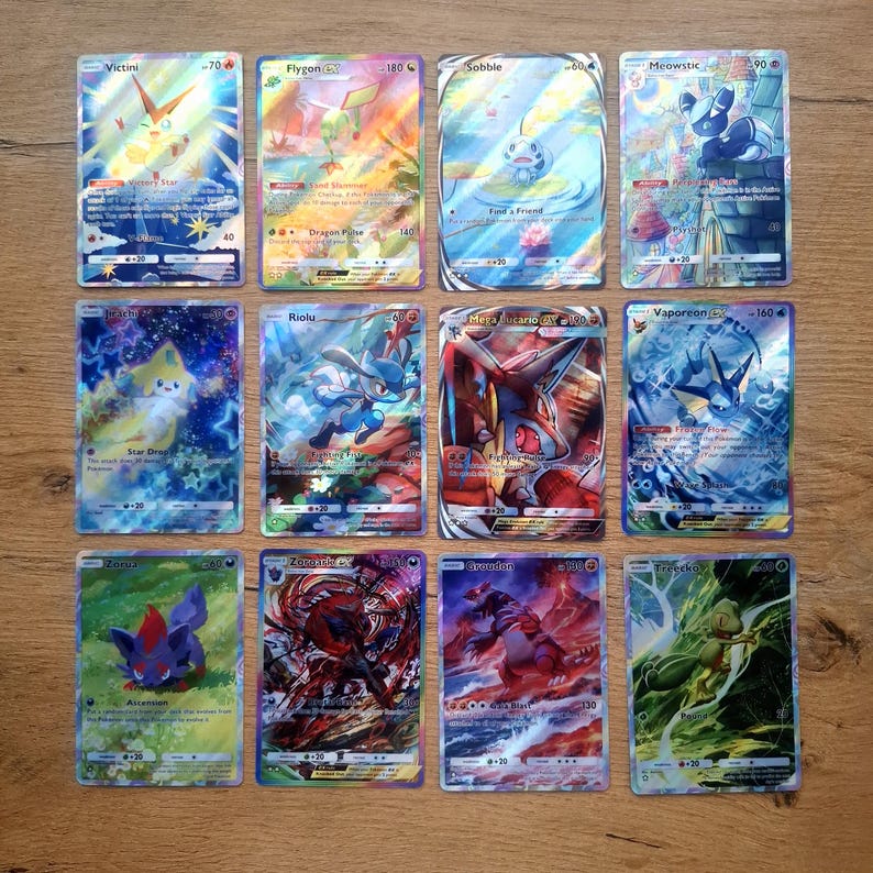 handmade pokemon tcg pocket proxy jirachi, riolu, lucario, mega lucario, vaporeon, treecko, zorua, zoroark, flygon, sobble, gen 1 pokemon starters, victini, eevee, eeveelutions, custom cards charizard, blastoise, squirtle, charmander, bulbasaur, venusaur, legendary, mythical, proxies mythical island, eevee grove, genetic apex, celestial guardians, extradimensional crisis, paradox drive, pulsing aura, mega shine, paldean wonders, fantastical parade, crimson blaze, mega rising, deluxe pack ex