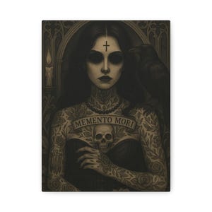 Gothic Wall Art Canvas, Memento Mori Decor