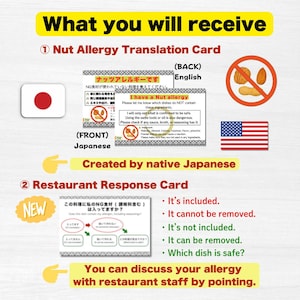Nut Allergy Translation Card for Japan | Restaurant Travel Aid (PNG Digital Download)
