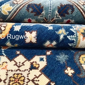 Luxurious 8x10 Blue Wool Oushak Rug - Turkish Vintage Style for Sophisticated Living Room Decor Living Room Decor ,contemporary floor carpet