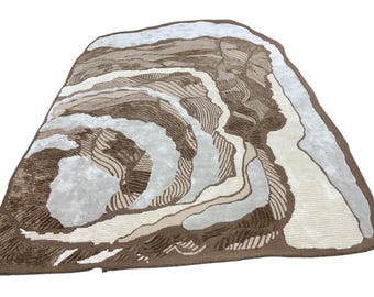 Hand-Tufted Wool & Silk Rug: Abstract Earth Tone Design 9x12
