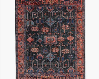 Hand-Knotted Wool Rug | Oushak Style, Tribal Geometric Design 8x10 9x12