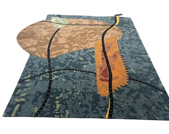 Hand-Tufted Wool Rug: Multicolor Shaped Carpet for Living Room