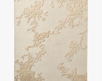 Hand-Knotted Wool Area Rug | Modern Texture Neutral Carpet