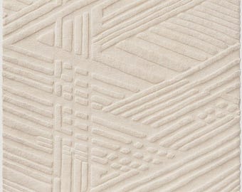 Hand-Knotted Wool Area Rug, Miko Moroccan Design