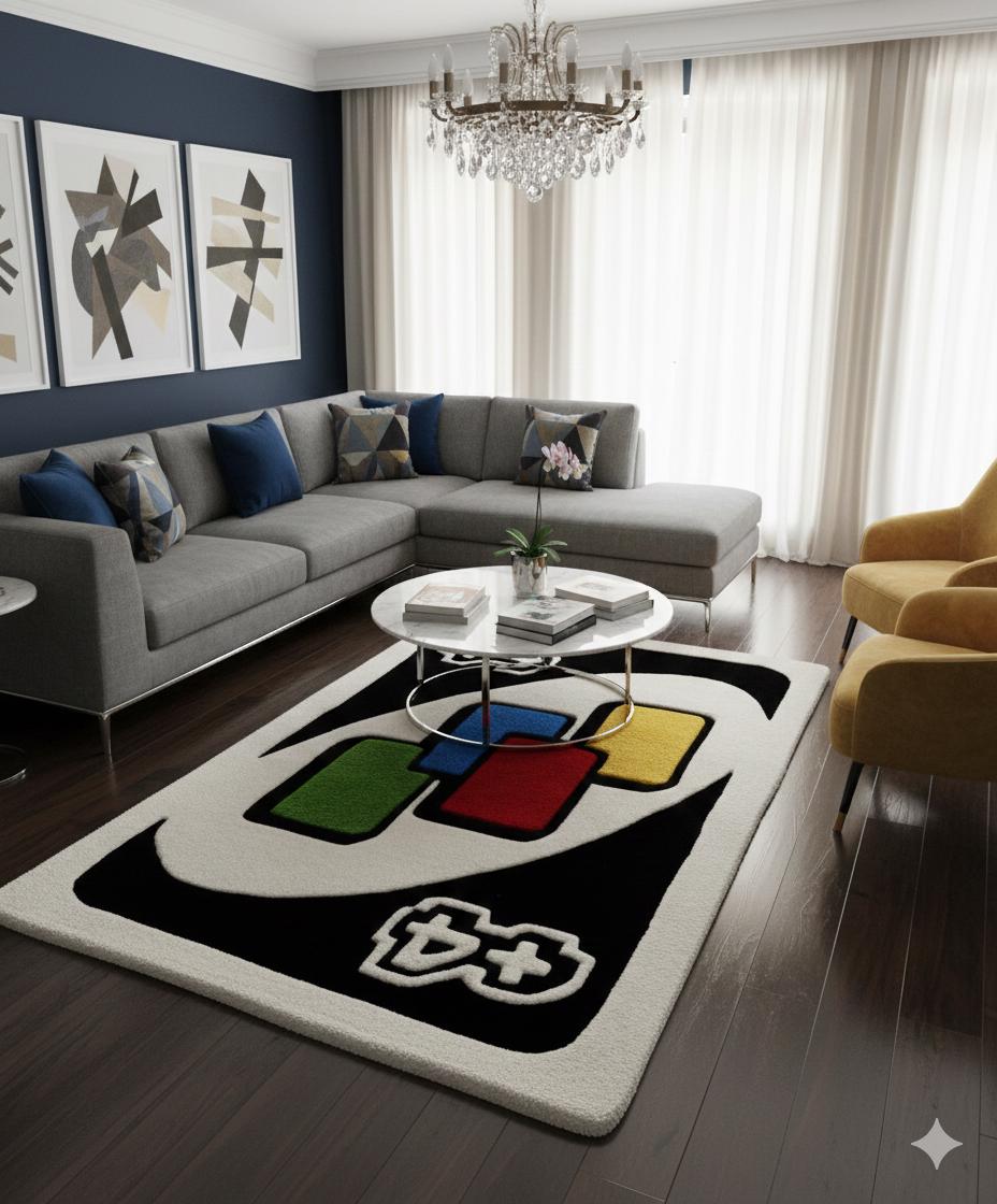 Uno Pink Rug Handmade UNO Card Rug | Colorful Game Room Carpet - Etsy