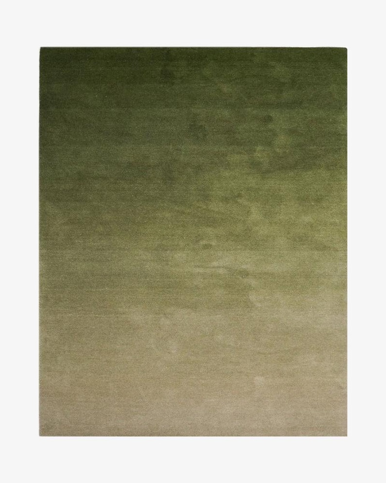 Handmade Green Ombre Rug | Modern Gradient Area Rug | Minimalist Living ...