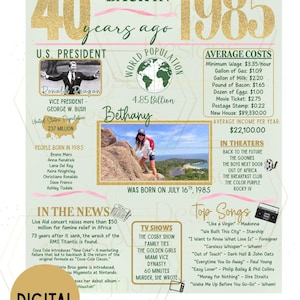 40th Birthday Poster Back In 1985, Birthday Gift Idea, 1985 Milestone Decor, Retro Party Poster, Birthday Party Decoration