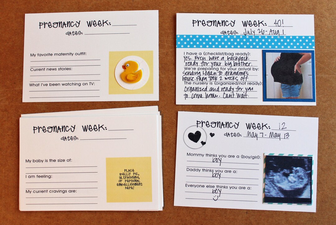 PRINTABLE Pregnancy Weeks Cards for Project Life, Scrapbooking, or Baby ...