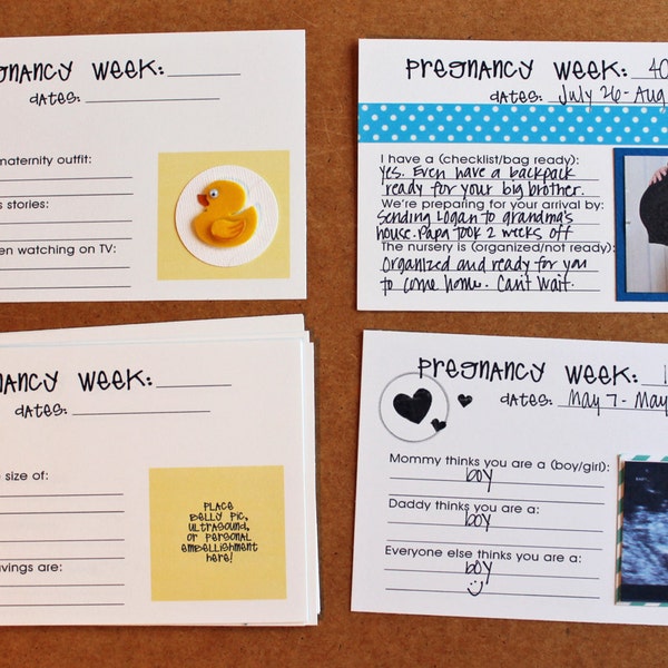 PRINTABLE Pregnancy Weeks Cards for Project Life, scrapbooking, or baby book!