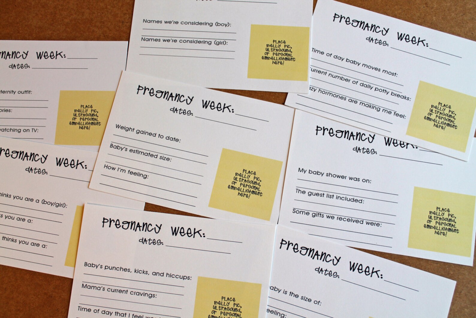 PRINTABLE Pregnancy Weeks Cards for Project Life, Scrapbooking, or Baby ...