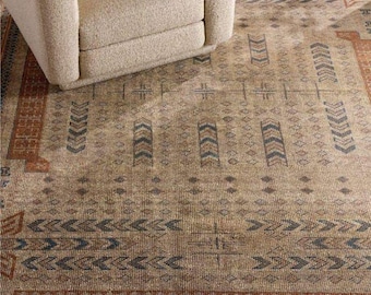 Beige Oushak Rug Hand Knotted Vintage Rug, 5x8, 6x9, 8x10, 9x12, 10x14 ft Handmade Rugs for Living Room Antique Style Contemporary rug