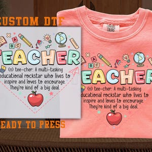 Funny Teacher DTF, Teacher Definition DTF Transfer Ready For Press, Teacher Appreciation Gift, Dtf Prints, Ready To Press, Direct To Film