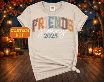 Friendsgiving DTF, Retro Colorful Dinner Party DTF Transfer Ready For Press, Friends Squad Autumn DTF Prints, Ready To Press, Direct To Film