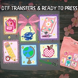 Coquette School DTF, Coquette First day Hand Drawn Teacher DTF Transfer Ready For Press, Teacher, Dtf Prints, Ready To Press, Direct To Film
