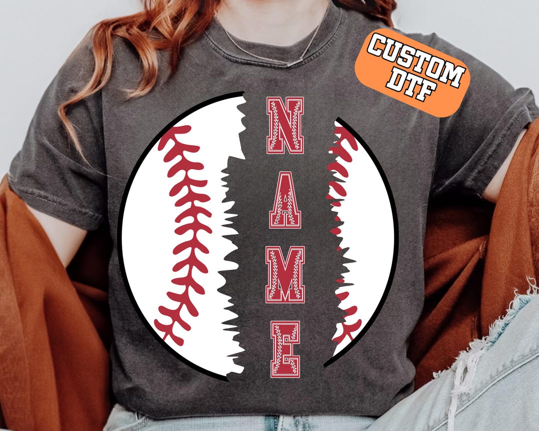 Personalized Name Baseball DTF, Custom Vertical Name DTF Transfer Ready ...