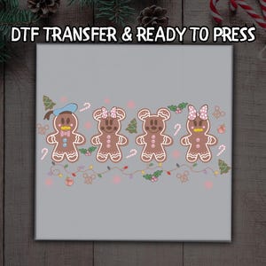 Cute Gingerbread Family Christmas DTF, Holiday Cookie DTF Transfer Ready For Press, Christmas, Dtf Prints, Ready To Press, Direct To Film