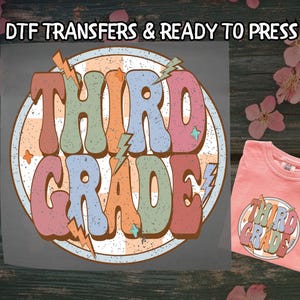 Back To School DTF, Retro Third Grade DTF Transfer Ready For Press, Kindergarten Teacher DTF, Dtf Prints, Ready To Press, Direct To Film