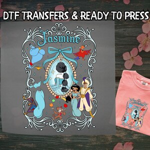 Princess Jasmine DTF, Vintage Princess DTF Transfer Ready For Press, Jasmine and Friends, Dtf Prints, Disney Ready To Press, Direct To Film