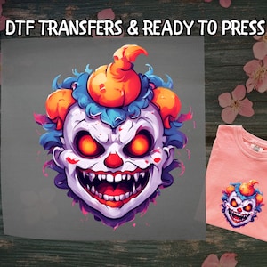 Horror Movie Clown DTF, Scary Halloween Costume DTF Transfer Ready For Press, Halloween Clown DTF, Dtf Print, Ready To Press, Direct To Film