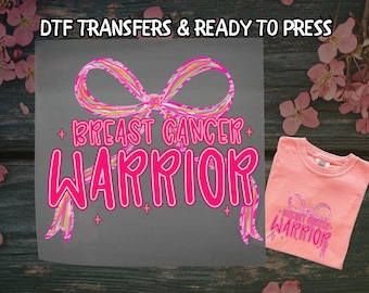 Breast Cancer Warrior DTF, Pink Ribbon Awareness DTF Transfer Ready For Press, Cancer Survivor, Dtf Prints, Ready To Press, Direct To Film
