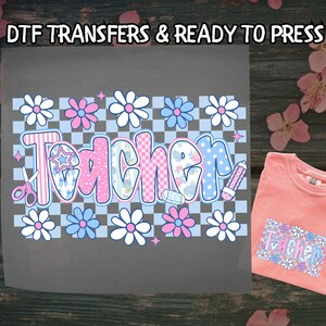 Coquette Teacher DTF, Preppy Floral Teacher DTF Transfer Ready For Press, Teacher Wildflowers, Dtf Prints, Ready To Press, Direct To Film