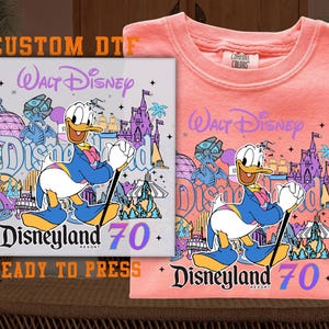 Disneyland 70th Anniversary DTF, Donald Duck DTF Transfer Ready For Press, Disneyland Castle DTF, Dtf Prints, Ready To Press, Direct To Film