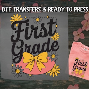 First Grade Teacher DTF, Retro First Grade DTF Transfer Ready For Press, Kids First Grade DTF, Dtf Prints, Ready To Press, Direct To Film
