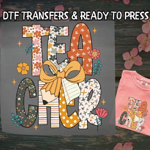 Coquette Teacher DTF, Preppy Floral Teacher DTF Transfer Ready For Press, Teacher Wildflowers, Dtf Prints, Ready To Press, Direct To Film