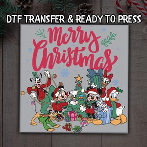 Merry Christmas DTF, Mickey & Friends Holiday Tree DTF Transfer Ready For Press, Cute Holiday, Dtf Prints, Ready To Press, Direct To Film