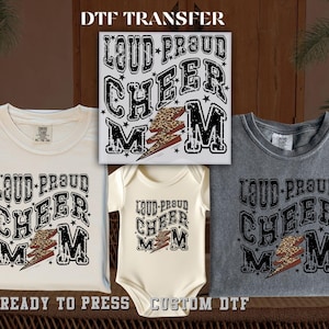 Cheer Mom DTF, Loud Proud Leopard Lightning Bolt DTF Transfer Ready For Press, Cheerleader Mom, Dtf Prints, Ready To Press, Direct To Film