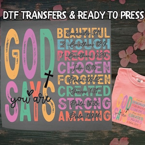 God Says You Are Christian DTF, Retro Christian DTF Transfer Ready For Press, Bible Quotes DTF, Dtf Prints, Ready To Press, Direct To Film