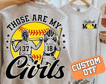 Personalized Softball DTF, CustomNumber  Name Softball DTF Transfer Ready For Press, Sport Girl, Dtf Prints, Ready To Press, Direct To Film