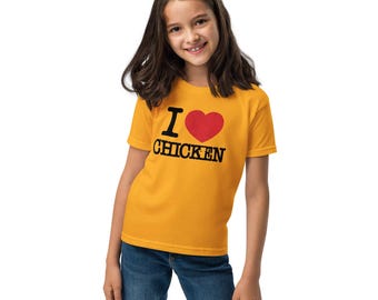 Camiseta infantil "Me encanta el pollo" • Camiseta unisex juvenil estilo kitsch