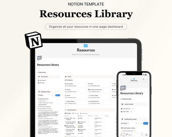 Notion Resource Library Template Knowledge Management Dashboard Bookmark Manager Research Organizer Database