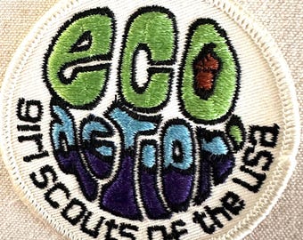 Vintage Girl Scout Patch: Eco Action - Ecology Emblem - Plastic backing