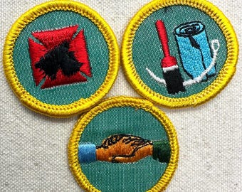 Vintage 1963-1974 Girl Scout Badges: RETIRED Cadette Proficiency - Cheesecloth Backing - Sold separately