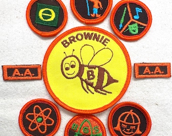 Vintage SET 1980s Girl Scout Brownie Pre-Try-It Patch Set - Holly Shores Council - New Jersey