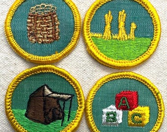 Vintage 1963-1974 Girl Scout Badges: RETIRED Cadette Proficiency - Cheesecloth Backing - Sold Separately