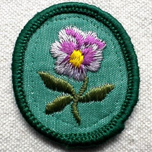 Vintage Troop Crest: Girl Scout Uniform Patch- Purple Pansy - Sold separately 1960-1974 design