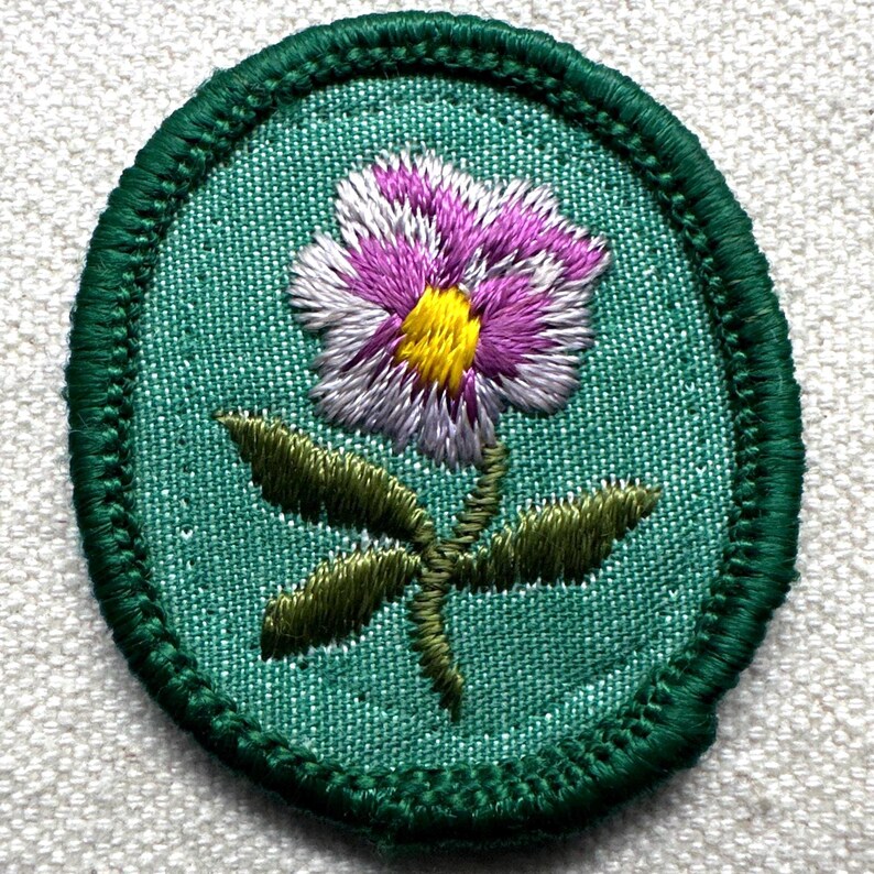 Vintage Troop Crest: Girl Scout Uniform Patch- Purple Pansy - Sold separately 1960-1974 design