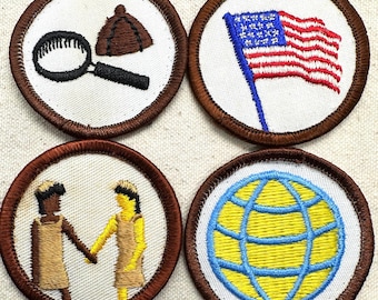 Vintage 1980s Girl Scout Brownie Pre-Try-It Patches – Tropical Florida Council – Make Friends, Discoverer, Flag – Sold Separately