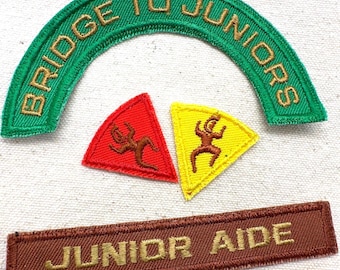 Vintage 1977-1986 Girl Scout Uniform Patches: Brownie B’s, Bridge to Juniors and Junior Aide -  Sold separately