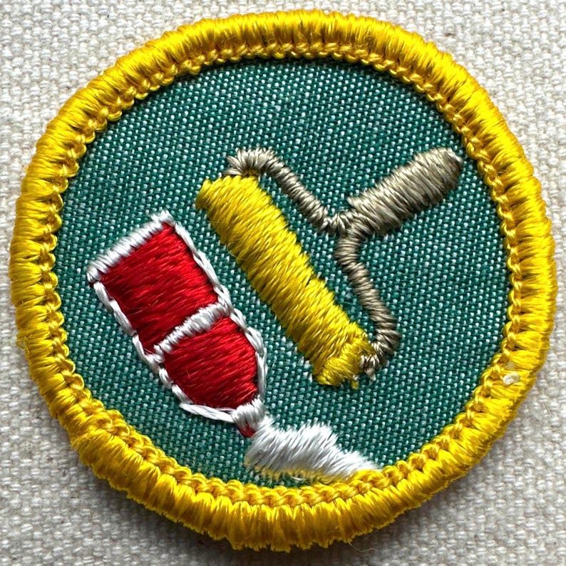 Vintage 1963-1974 Girl Scout Badge: RETIRED Cadette Proficiency - Cheesecloth backing - sold separately Graphic Arts