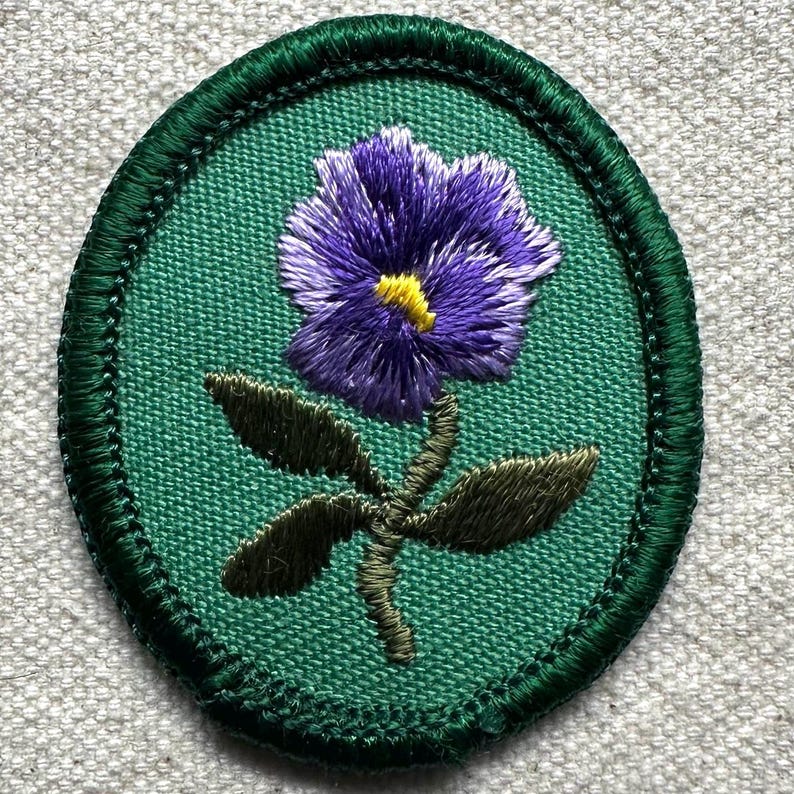 Vintage Troop Crest: Girl Scout Uniform Patch- Purple Pansy - Sold separately 1979-2010 design