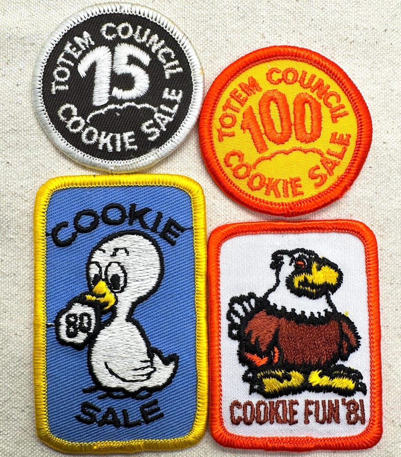 Vintage 1980-1981 Girl Scout Cookie Sale Patches – Totem Council (Washington State) - Sold separately bild 1