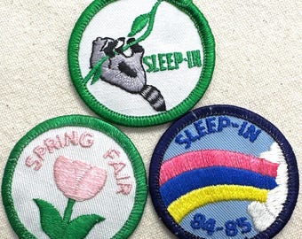 Vintage 1980s Girl Scout Event Patches: Spring Fair and Sleep in - Sold separately