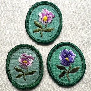 Vintage Troop Crest: Girl Scout Uniform Patch- Purple Pansy - Sold separately image 1