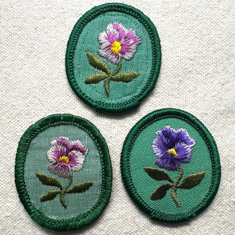 Vintage Troop Crest: Girl Scout Uniform Patch- Purple Pansy - Sold separately image 1