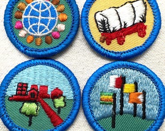 Vintage 1980-1999 Girl Scout Badges: RETIRED Junior Proficiency – Blue Border - Sold Separately